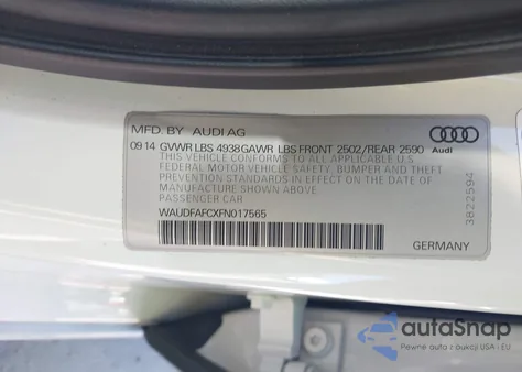 2015 Audi A6 2.0T Premium z USA, uszkodzony, nr VIN WAUDFAFCXFN017565